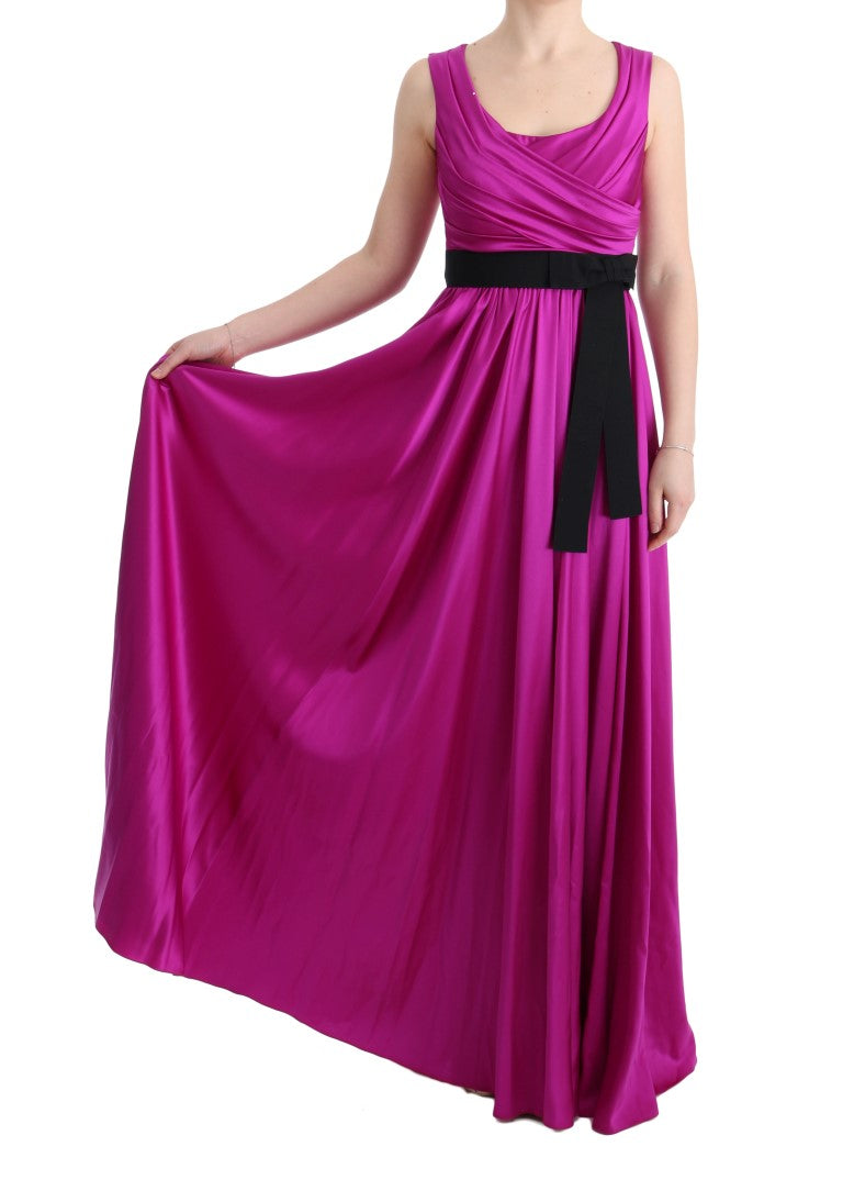 Dolce & Gabbana long pink silk stretch shift dress